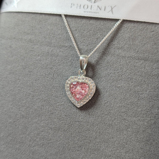 Heart CZ Halo necklace